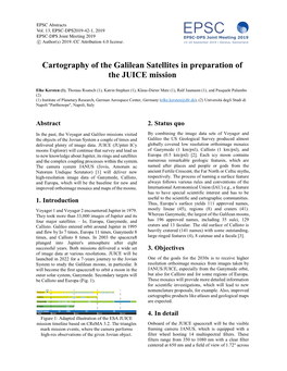 Cartography of the Galilean Satellites in Preparation of the JUICE Mission