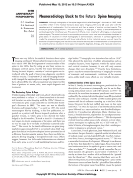 Neuroradiology Back to the Future: Spine Imaging