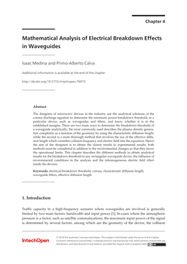 Mathematical Analysis of Electrical Breakdown Effects in Waveguides 61