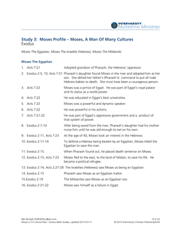 Study 3: Moses Profile – Moses, a Man of Many Cultures Exodus