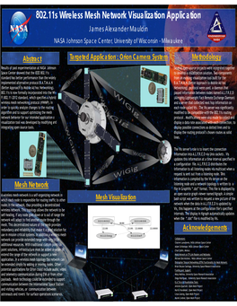 802.11S Wireless Mesh Network Visualization Application James Alexander Mauldin NASA Johnson Space Center, University of Wisconsin - Milwaukee