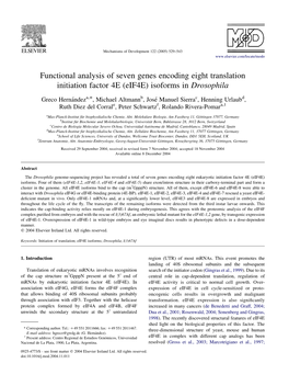 Functional Analysis of Seven Genes Encoding Eight Translation Initiation Factor 4E (Eif4e) Isoforms in Drosophila