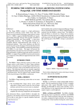 PUSHING the LIMITS of TANGO ARCHIVING SYSTEM USING Postgresql and TIME SERIES DATABASES R