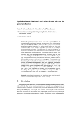 Optimization of Alkali-Activated Mineral Wool Mixture for Panel Production