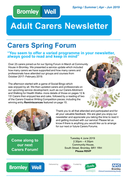 Adult Carers Newsletter