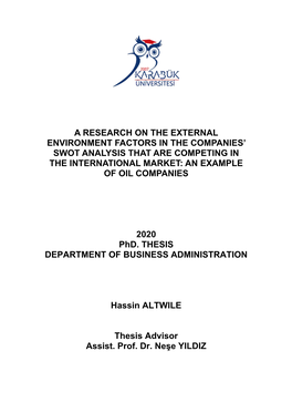 A Research on the External Environment Factors in the Companies' Swot Analysis That Are Competing in the International Market