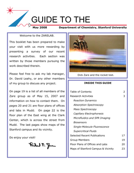 GUIDE to the Zarelabmay 2008 Department of Chemistry, Stanford University Welcome to the ZARELAB