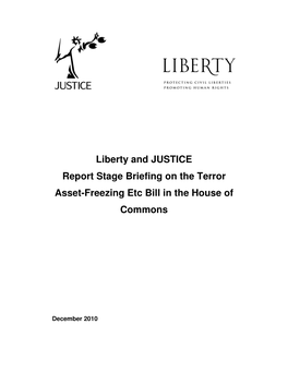 Liberty and JUSTICE Report Stage Briefing on the Terror Asset-Freezing Etc Bill in the House of Commons
