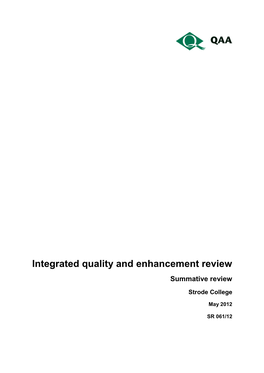 Integrated Quality and Enhancement Review: Strode College, May 2012