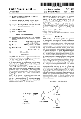 United States Patent (19) 11 Patent Number: 5,871,988 Croteau Et Al