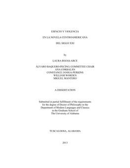 Espacio Y Violencia En La Novela Centroamericana