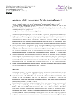 Anoxia and Salinity Changes: a New Permian Catastrophe Record