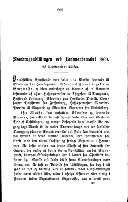 Skovbrugsudmingen Ved Lav-Mandsmodet 1869. Af Forstkandidat Lutken