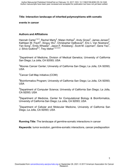 Interaction Landscape of Inherited Polymorphisms with Somatic Events in Cancer
