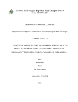 Proyecto De Ampliación De La Micro Empresa “Balones Soria” De