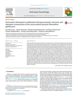 Artesunate-Tafenoquine Combination Therapy Promotes Clearance And