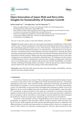 Open Innovation of James Watt and Steve Jobs: Insights for Sustainability of Economic Growth