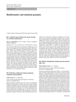 Bioinformatics and Statistical Genomics