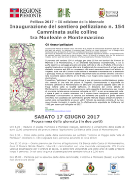 Inaugurazione Del Sentiero Pellizziano N. 154 Camminata Sulle Colline Tra Monleale E Montemarzino