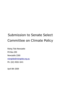 Submission: Senate Select Committee on Climate Policy