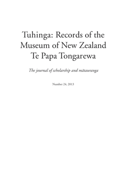 Tuhinga 24: 1–4 Copyright © Te Papa Museum of New Zealand (2013)