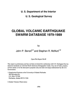 Global Volcanic Earthquake Swarm Database 1979-1989