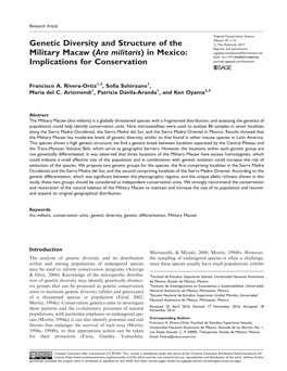 Genetic Diversity and Structure of the Military Macaw