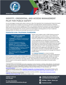 Identity, Credential, and Access Management Pilot for Public Safety