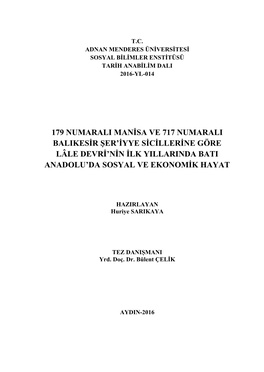 179 Numarali Manisa Ve 717 Numarali Balikesir Şer'iyye