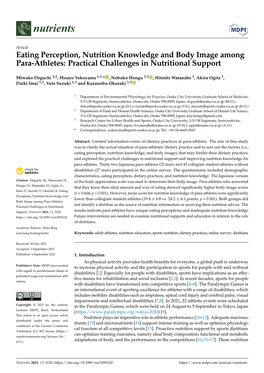 Eating Perception, Nutrition Knowledge and Body Image Among Para-Athletes: Practical Challenges in Nutritional Support