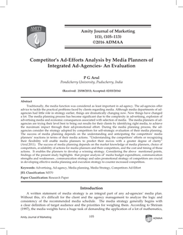 Competitor's Ad-Efforts Analysis by Media Planners