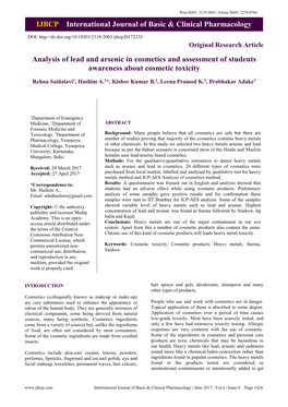 IJBCP International Journal of Basic & Clinical Pharmacology Analysis Of