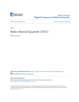 Butler Alumnal Quarterly (1922) Butler University