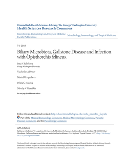 Biliary Microbiota, Gallstone Disease and Infection with Opisthorchis Felineus. Irina V