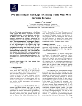 Pre-Processing of Web Logs for Mining World Wide Web Browsing Patterns