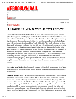 LORRAINE O'grady with Jarrett Earnest | the Brooklyn Rail