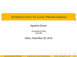 Introduction to Logic Programming