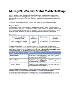 Mileageplus Premier Status Match Challenge