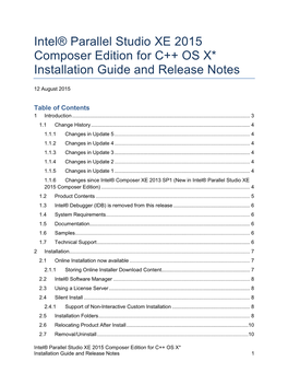 Intel® Parallel Studio XE 2015 Composer Edition for C++ OS X* Installation Guide and Release Notes