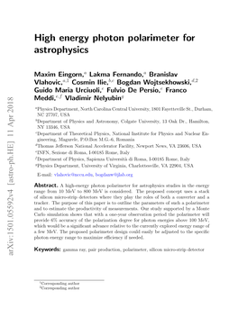 High Energy Photon Polarimeter for Astrophysics