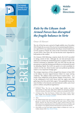Rule by the Libyan Arab Armed Forces Has Disrupted the Fragile