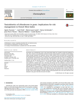 Toxicokinetics of Chlordecone in Goats: Implications for Risk Management in French West Indies