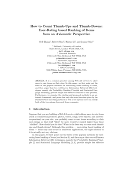 How to Count Thumb-Ups and Thumb-Downs: User-Rating Based Ranking of Items from an Axiomatic Perspective