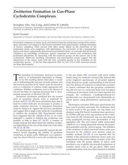 Zwitterion Formation in Gas-Phase Cyclodextrin Complexes