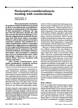 Nociceptive Considerations in Treating with Counterstrain