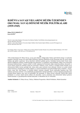 Ii.Dünya Savaşi Yillarini Müzik Üzerinden Okumak: Savaş Dönemi Müzik Politikalari (1939-1945)