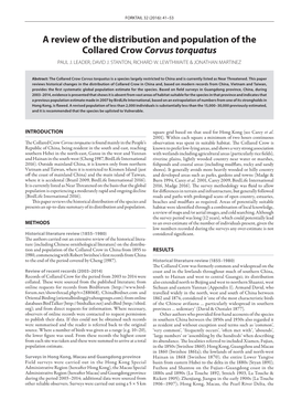 A Review of the Distribution and Population of the Collared Crow Corvus Torquatus PAUL J