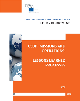 CSDP Missions and Operations- Lessons Learned