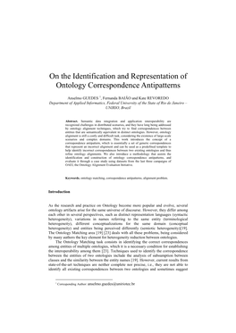 On the Identification and Representation of Ontology Correspondence Antipatterns