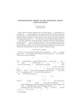 Representation Theory of the Symmetric Group: Basic Elements